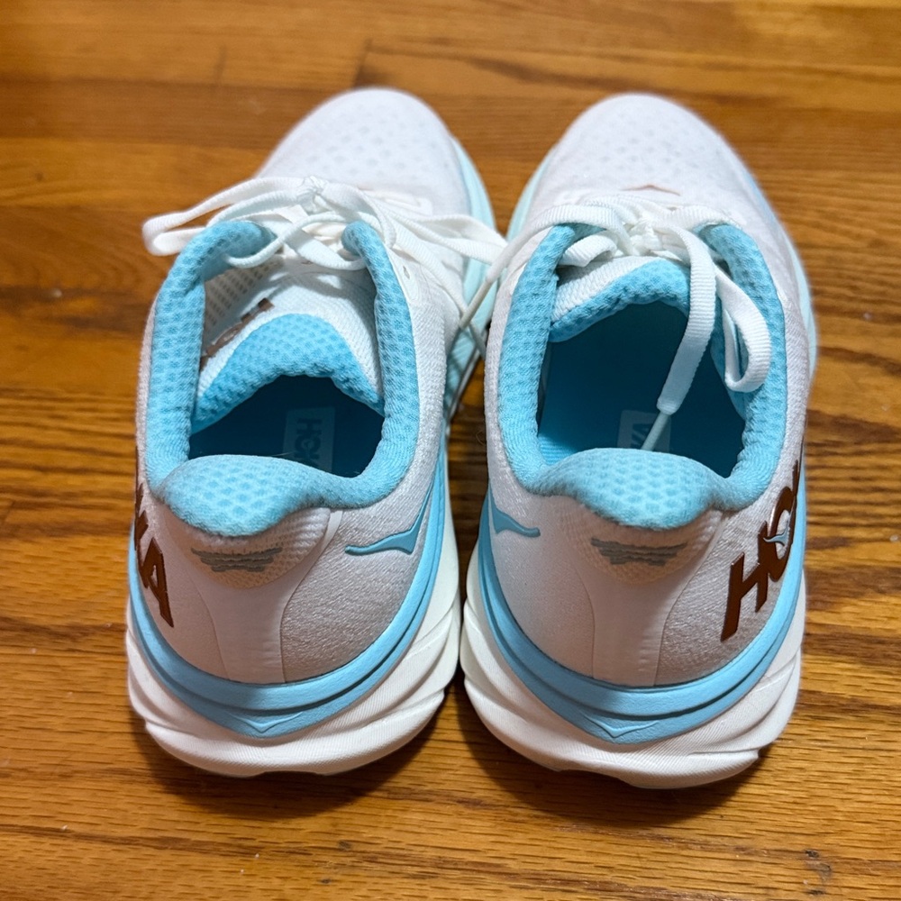 Hoka Women's White and Light Blue Athletic Shoes - Picture 3 of 4